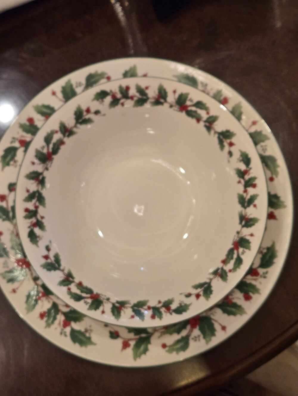 VTG China Pearl "NOEL" Holiday Holly Veg Bowl, Meat Plate  Hosting Dinner Jesus